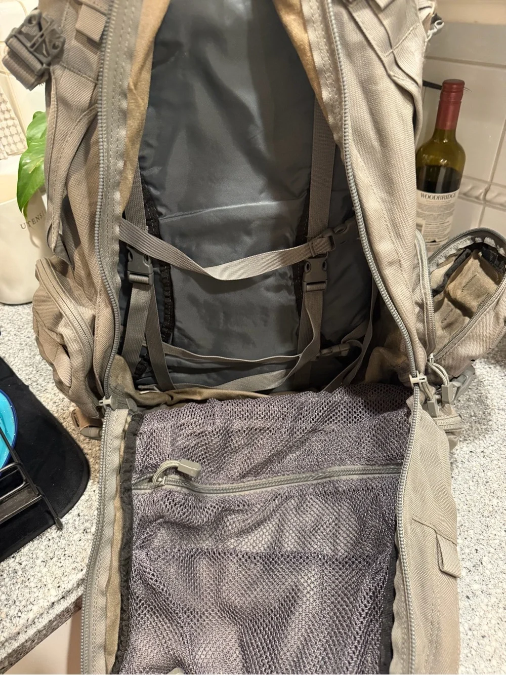 Camelbak Maximum Gear BFM Large Tactical Backpack Gray/Brown Hiking NO BLADDER